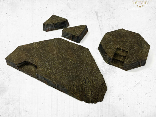 Tactical firing positions and elevated embankments, 2-inch height modular trenches sections.