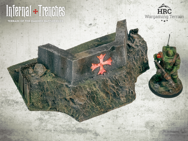 Handcrafted Bastion of Hope terrain for Trench Crusade, 28mm-32mm scale, ready-to-play warzone scenery.