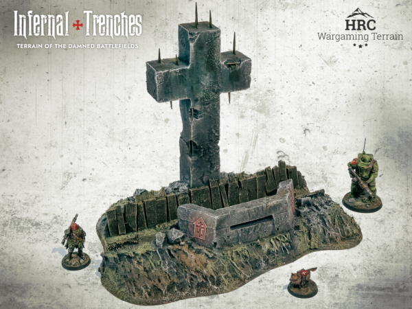 Defender of the Faith concrete bunker terrain, handcrafted 28mm scale scenery for Trench Crusade.
