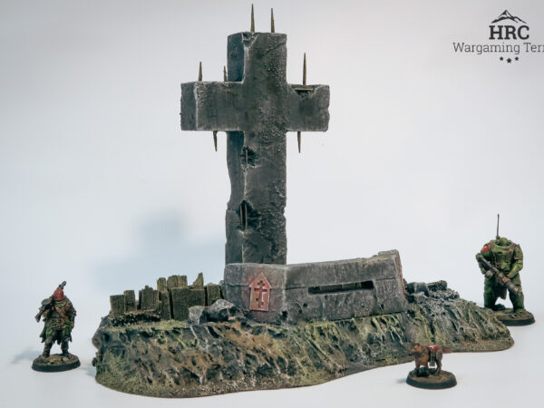 Durable HDF-based concrete bunker for 28-32mm skirmish games, professionaly weathered and varnished.