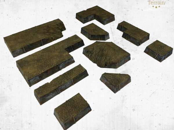 Modular Trenches Core Set, 10-piece handcrafted wargaming terrain for Trench Crusade.