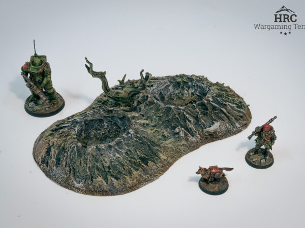 Wounded Hill crater terrain, handcrafted 28mm jagged hill for Trench Crusade.
