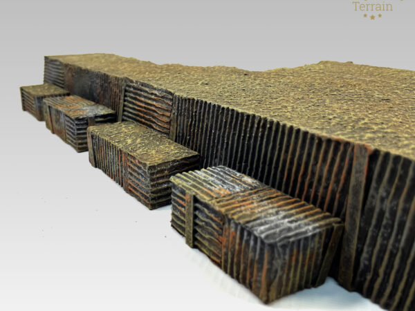 Hand-painted trench fire steps for tactical firing positions, grimdark scenery for Trench Crusade.